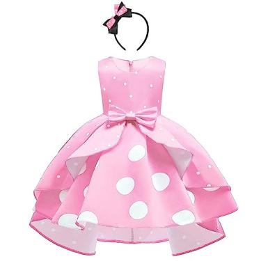 Imagem de IBTOM CASTLE Fantasia de princesa de bolinhas para bebês, aniversário, fantasia, cosplay, orelhas, conjunto de roupas de dança, Hilow - rosa, 8-9 Anos