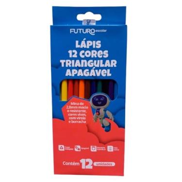 Imagem de Lápis de Cor Triangular Apagável - 12 Cores | Futuro Escolar