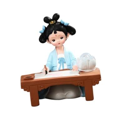 Imagem de XLWLLNJ Estatueta de resina de com luz, ornamento de iluminação, boneco de mesa, brinquedo tradicional chinês antigo para casa de aniversário, Azul
