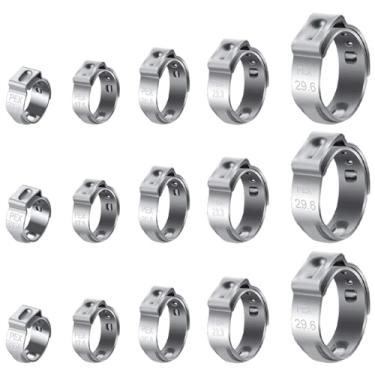 Imagem de IEUYO kit de mangueira de orelha única com braçadeiras de orelha sem passo, grampo de mangueira mini, grampo de engrenagem de Worm, braçadeiras de mangueira de anel de parafuso, braçadeira de tubo ajustável, grampo de tubulação, grampo de cabo, PEX Cinch clamps 5sizes/50pcs