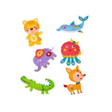 Imagem de oshhni 6x Kit de costura faça você mesmo, artesanato de costura infantil, brinquedos educativos, suprimentos de material de boneca animal para lembrancinhas
