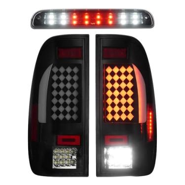 Imagem de Luz traseira de LED + kit de 3ª luz de freio adequado para Ford F-250 F-350 F450 F550 Super Duty 1999-2007, lanternas traseiras laterais do motorista e do passageiro, luz de parada de montagem alta,