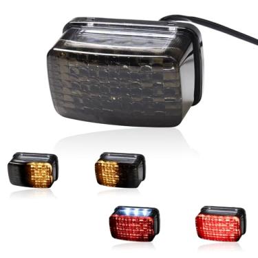 Imagem de FACAILAHA Luzes traseiras LED para quadriciclo fumado, montagem de luzes traseiras de freio, sinais de seta integrados compatíveis com Yamaha Grizzly Kodiak Big Bear Wolverine 450 Rhino 450