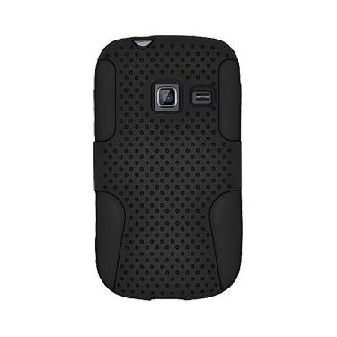 Imagem de Amzer AMZ94671 Capa híbrida de policarbonato rígido perfurado de silicone de camada dupla para Samsung Galaxy Y DUOS - 1 pacote - embalagem de varejo - preto/preto