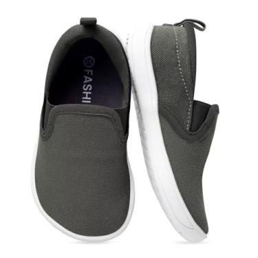 Imagem de JPGLOV Tênis esportivo para bebês/crianças pequenas, largo, descalço, The First Walking para meninas e meninos, leve, respirável, splay, naturalmente, minimalista, Cinza escuro, 10 Toddler