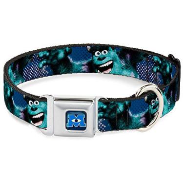 Imagem de Buckle-Down Coleira para cães com fivela de cinto de segurança – Sulley Scare Pose/Dots Blues/Branco – 2,54 cm de largura – Serve para pescoço de 38 a 66 cm – Grande