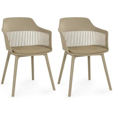 Imagem de Kit 2 Cadeiras de Jantar Estofada Marcela (Nude Escuro)