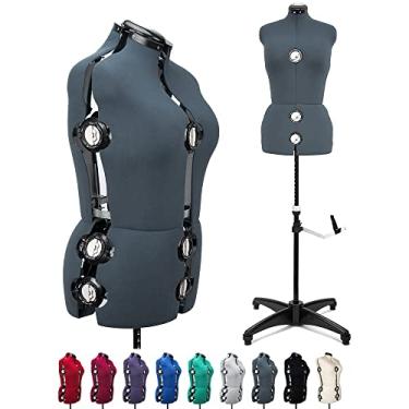 Imagem de BHD BEAUTY Forma De Vestido De Manequim Ajustável De Tecido Feminino Cinza Escuro Com 13 Mostradores Para Costura, Torso De Corpo De Manequim Com Suporte Tripé, Altura De Ombro De Até 70" (Xl)
