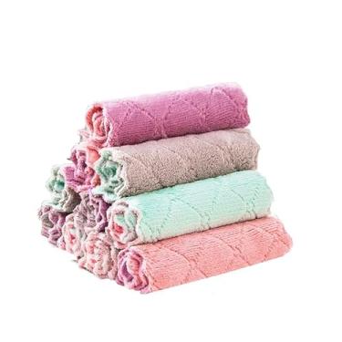 Imagem de 10 Pcs Pano Absorvente Anti Óleo Para Cozinha/Toalha De Limpeza/Toalha De Mesa(Random Color（25 * 15cm）,5)