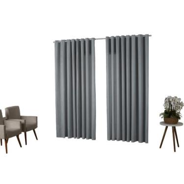 Imagem de Cortina Oxford 3,00X2,50 Sala Quarto Porta Cinza - Sofisticada Moda Ca