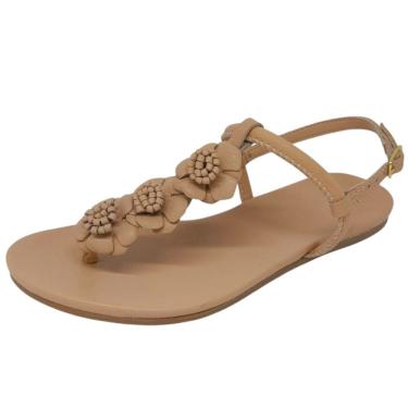 Imagem de Sandália Feminina Rasteira Flores Conforto Couro Bottero