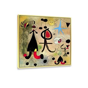 Imagem de JZSDGB Arte de parede com moldura dourada reprodução de pintura famosa - 'esperanzaby Joan Miro pôsteres e impressões - arte de parede em tela abstrata imagens de Joan Miro para decoração de casa 80 x