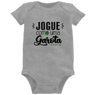 Imagem de Body Bebê Jogue como uma garota - Foca na Moda, Cinza, GG