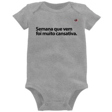 Imagem de Body Bebê Semana que vem foi muito cansativa - Foca na Moda, Cinza, GG