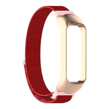 Imagem de Pulseiras NSmart em aço e nylon compativeis com Galaxy Fit2 SM-R220 (R220, Vermelha Hibiscus)