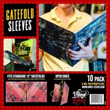 Imagem de Capas externas dobráveis para armazenamento de disco de vinil LP, transparentes, poliéster de 3 mm de espessura com fácil acesso a discos em álbuns de vinil (10 unidades)