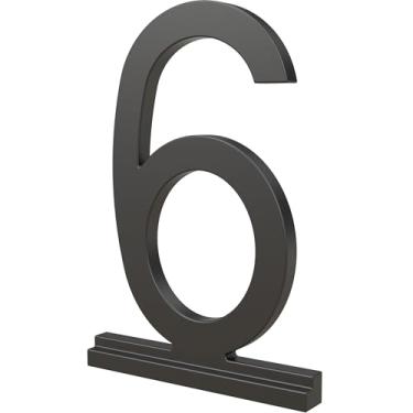 Imagem de Franklin Brass Derby (pacote com 1) "15.2 cm Números modernos de casas de metal para sistema personalizado em preto fosco | Placa numérica externa | Sinal de endereço personalizado resistente à