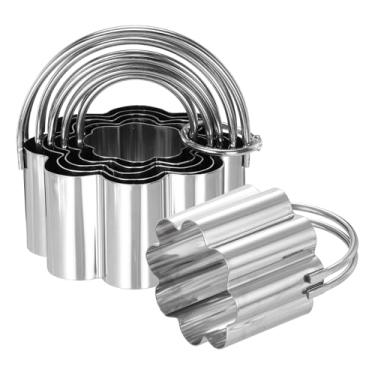 Imagem de HARFINGTON Conjunto de 5 peças de cortadores de biscoito em forma de flor de aço inoxidável, ferramenta de cortador de massa com alça para assar bolos de cozinha