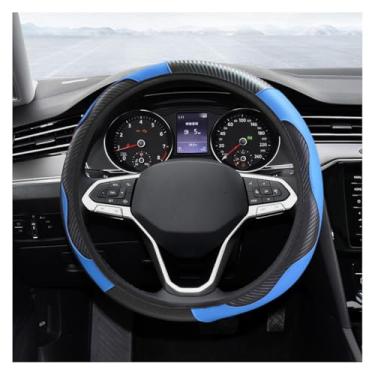 Imagem de Capa de volante de carro, protetor de volante elástico de couro de fibra de carbono de 38 cm, antiderrapante, respirável e macio, acessórios universais para a maioria dos carros, homens e mulheres