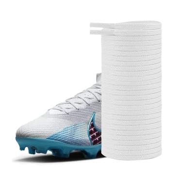 Imagem de UamGlsob Cadarços planos de 5/81.3 cm (4 mm) para tênis, substituição de cadarços de tênis de corrida para tênis de futebol Nike Mercurial, Branco, 47''/120cm
