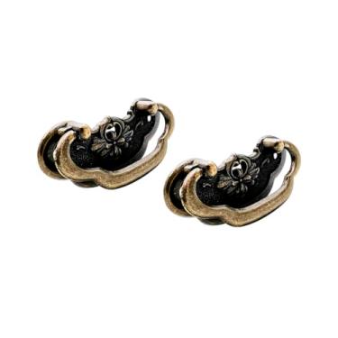 Imagem de QCAA Puxador de gaveta vintage para móveis, caixa de madeira, molde de zinco, 7,6 cm de comprimento x 3,8 cm de altura, latão antigo, pacote com 2, feito em Taiwan