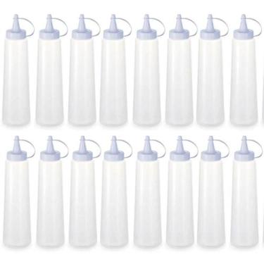 Imagem de Kit 16 Bisnagas Plásticas Grandes 400ml Crepe Maionese Ketchup Mostard