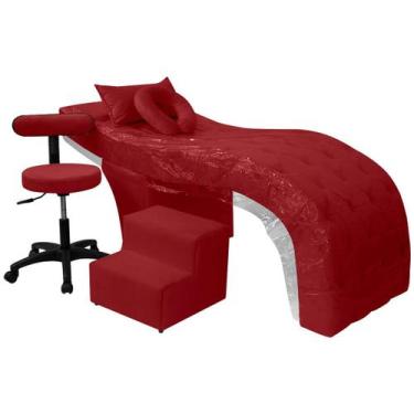 Imagem de Kit Maca Estética Charme para Cílios + Mocho + Escada + Capa Veludo Co