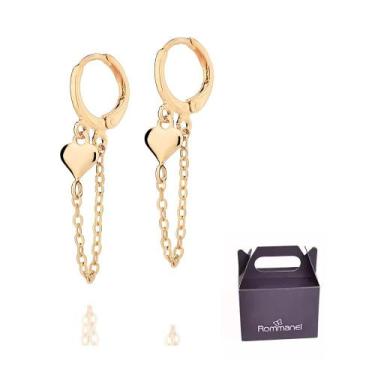 Imagem de Brinco Argola Coração Banhado a Ouro Rommanel 527417, Dourado