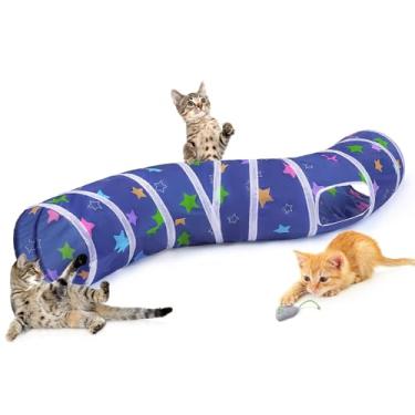 Imagem de Glittme Cat Tunnel, Cat Tunnels Para Gatos De Interior, S-Shape Peekaboo Cat Cave Com Brinquedos Para Gatos, Tubos E Túneis Dobráveis Para Gatos, Coelho, Cachorro, Porquinho Da Índia
