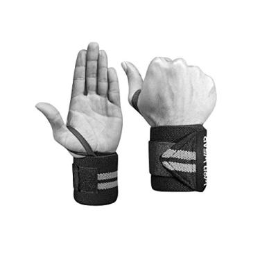 Imagem de WOD Wear Envoltórios elásticos para levantamento de peso, treinamento de força, musculação, treinamento cruzado, halterofilismo olímpico, suporte de ioga – Tamanho único – 100% (listras cinzas)