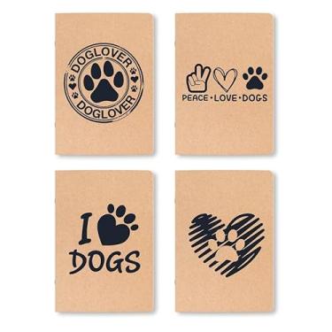 Imagem de Kit 4 Cadernos Kraft, caderneta, A5, 80 Páginas brancas Sem Pauta, 90g, Conjunto com 4 Designs, Grampeados, estilo Midori