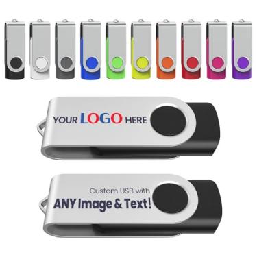 Imagem de Wooolken Flash Drives personalizados de 32 GB, pen drives USB 2.0 personalizáveis, pacote com 10/20/50/100, logotipo USB Drive personalizado Flash Drive logotipo gravado por USB (mistas)