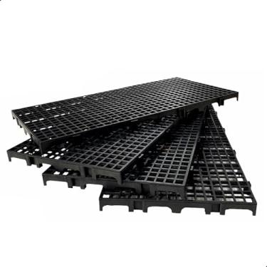 Imagem de Kit 10 Palete Pallet Estrado Piso Plástico 2,5x25x50cm (Preto)