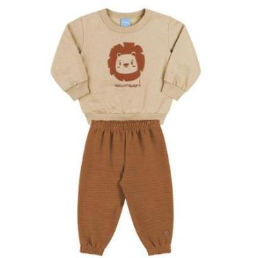 Imagem de CONJUNTO BEBÊ MOLETOM E GORGURÃO LEÃOZINHO KAMYLUS-Unissex