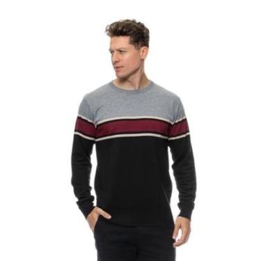 Imagem de Suéter Masculino Tricot Listrado Gola Redonda - 50244-Masculino