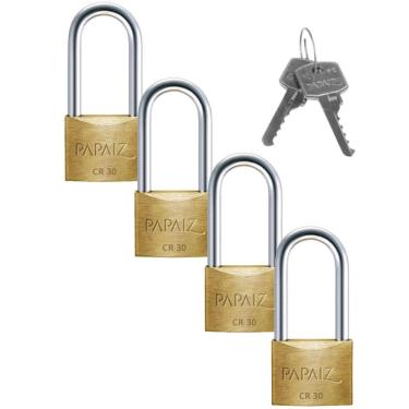 Imagem de Cadeado Pequeno 30Mm Haste Longa Latão Dourado Chave 04Un