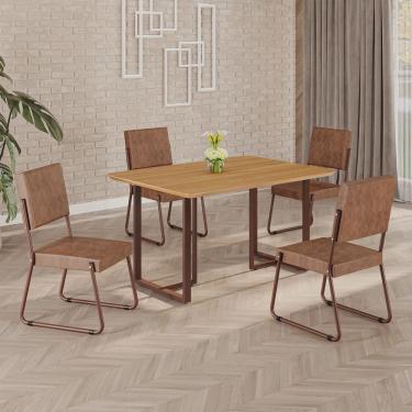 Imagem de Conjunto Sala de Jantar Mesa 120x90cm Base Lunna Tampo Mdf Napoli