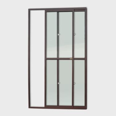 Imagem de Porta de Alumínio Balcão 210x120cm 2 Folhas com Vidro Liso Corten Super Brimak