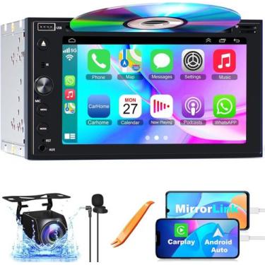 Imagem de Estéreo automotivo Double DIN com Carplay e Android Auto, rádio de car