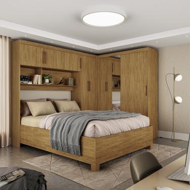 Imagem de Quarto Modulado Casal com Espelho e Cama 7 Portas Belém Plus Carioca Móveis - Cinamomo