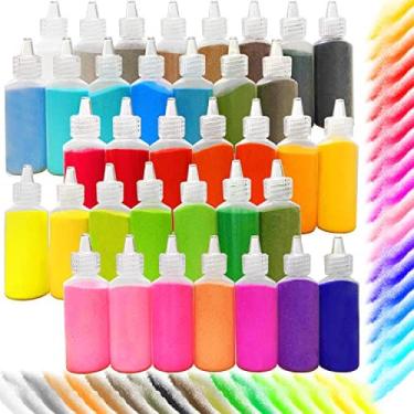 Imagem de 36 cores areia de arte, diy artes e ofícios kit de areia, kits de areia cênica para pintura infantil, desenho diy, decoração de casamento, areia de vi