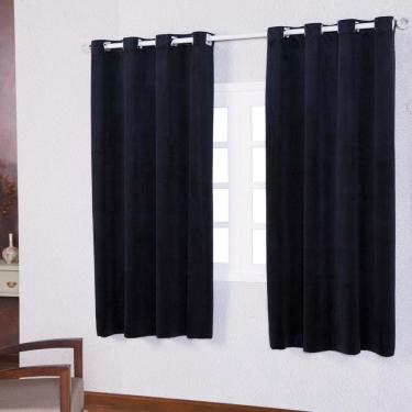 Imagem de Cortina 5 Metros X 2,50 Cm Suede Aveludado Quarto - Preto