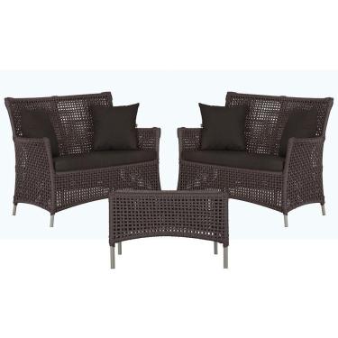 Imagem de 2 Sofás E Mesa Igapó Alumínio Fendi Corda Náutica E9 Trama Marrom