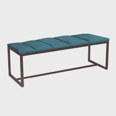 Imagem de Calçadeira Industrial Carla 100cm Solteiro Quarto Box Cama Ferro Marrom Suede Azul Turquesa - Ahz Móveis