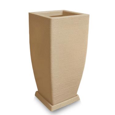 Imagem de Vaso De Planta + Prato Decorativo Polietileno 90X40 Cm Areia