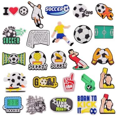 Imagem de YMHOETS 25 30 peças de pingentes de calçados esportivos para meninos, homens, videogame, acampamento, pesca, tamancos, decorações de sapatos, acessórios para lembrancinhas de festa infantil, Borracha