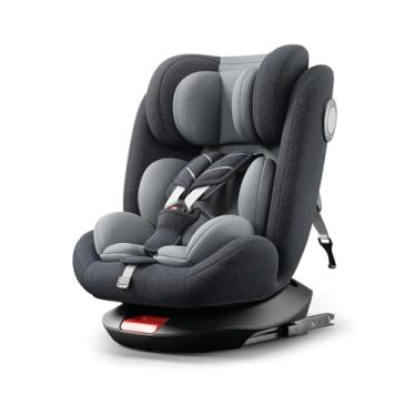 Imagem de Zippy Toys, Cadeirinha de Bebê para Carro Isofix Couro Ecológico Giro 360 Compacta para Viagens, Preto e Cinza