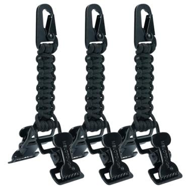 Imagem de MELOTOUGH Clipe tático de luva paracord clipes de luva para porta-luvas de trabalho com 2 clipes jacaré para cinto de ferramentas, mochila tática, acessório ao ar livre (preto 3 peças)
