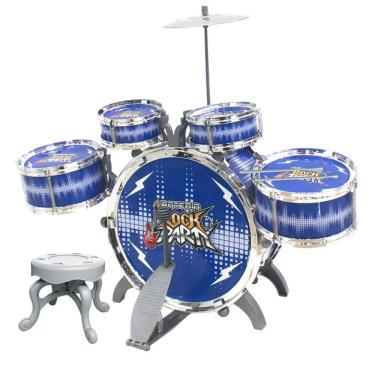 Imagem de Bateria Rock Party Instrumento Infantil C/ Banquinho E Pedal