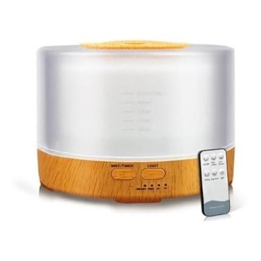 Imagem de Difusor Umidificador de Aromas Elétrico, 500ml, LED, Controle Remoto, Bege